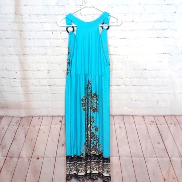 Studio West Apparel Woman's Blue & Black Long Summer Dress sz‎  L NWT - Picture 3 of 9